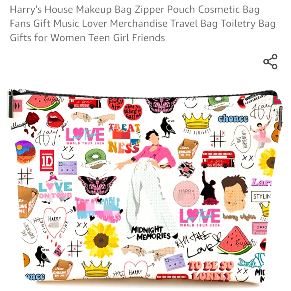 Harry Styles Harry's House zipper pouch makeup cosmetics bag. Makes a great gift